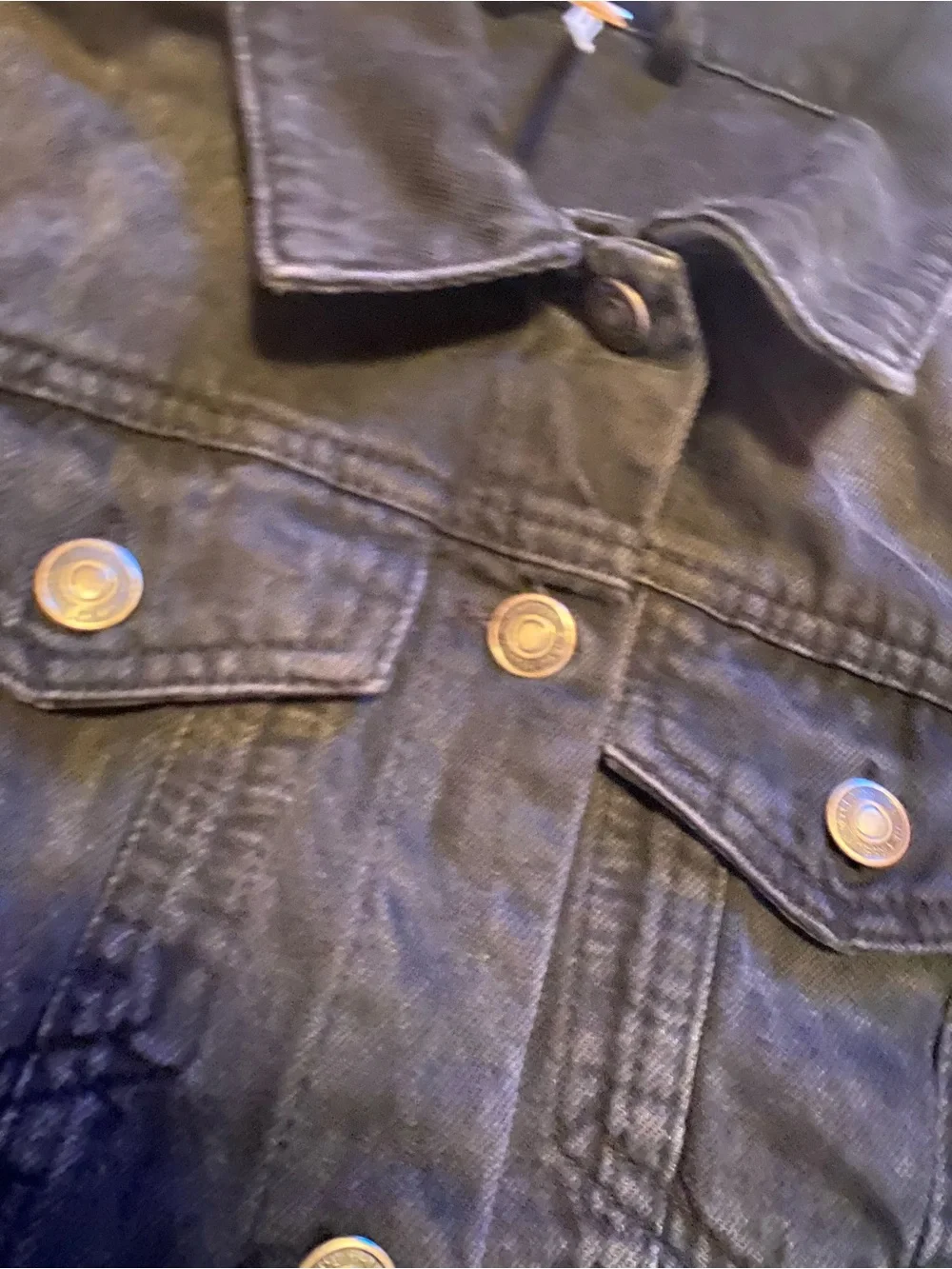 Free People Women's Black Denim Jacket Relaxed Fit Button Front Collared Pockets - Picture 3 of 6